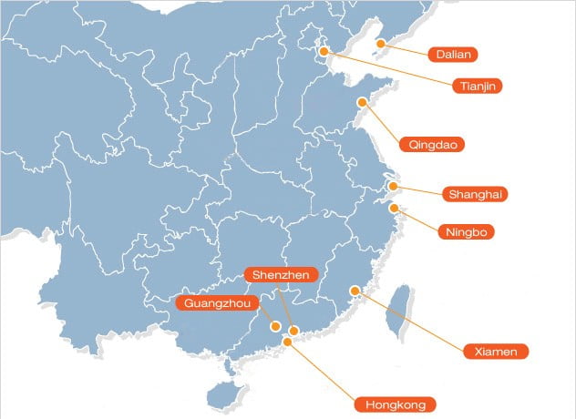 Major shipping ports in China